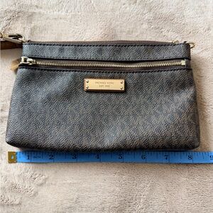 Michael Kors Brown Leather Clutch with Gold Details